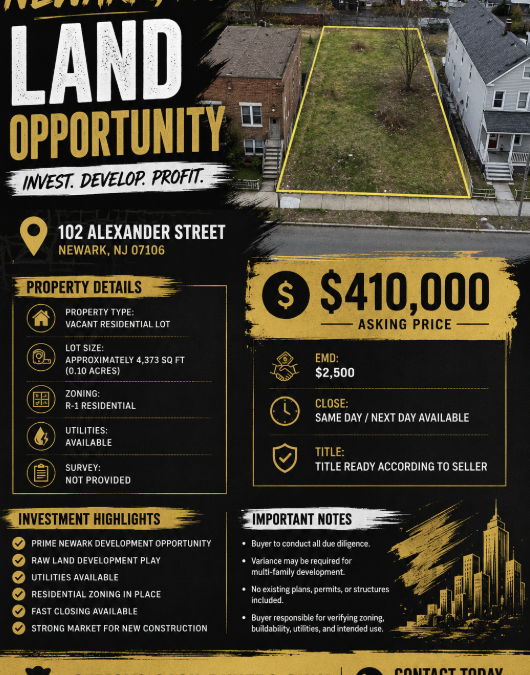 Newark 07106 Infill Lot — R‑1 Development Opportunity